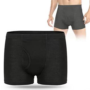 Spodenki męskie - Carer Męskie spodnie na nietrzymanie moczu, bokserki na nietrzymanie moczu z chłonną podkładką, 300 ml, objętość moczu, bawełna, zmywalne, wielokrotnego użytku, profesjonalne, szczelne, czarne, - grafika 1
