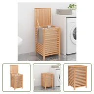 Kosze na bieliznę - The Living Store Kosz na pranie 45x45x65 cm lite drewno orzech włoski - miniaturka - grafika 1