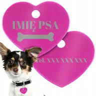 Akcesoria podróżnicze - Zawieszka Różowa na Obroże Serduszko Grawer Wzory - miniaturka - grafika 1