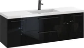 Szafki łazienkowe - Szafka z Umywalką ROSEN 140 cm D - Uchwyt Czarny - miniaturka - grafika 1