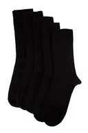 Skarpetki męskie - Trendyol Męskie gładkie 5-pak dzianinowe skarpetki, Czarny, rozmiar uniwersalny - miniaturka - grafika 1