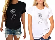 Koszulki i topy damskie - Koszulka T-Shirt Damski z krótkim rękawem nadruk Kwiatka - miniaturka - grafika 1