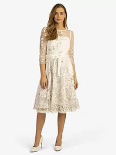 Sukienki - ApartFashion Damska sukienka ślubna, kremowo-srebrna, normalna - grafika 1
