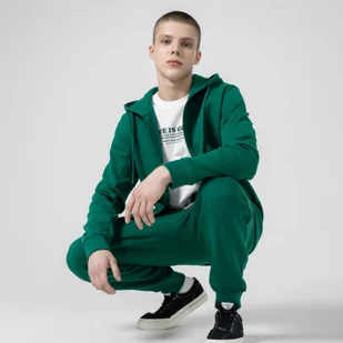 Męska bluza dresowa rozpinana z kapturem OUTHORN OTHSS23TSWSM312 - zielona - Outhorn - Bluzy sportowe męskie - miniaturka - grafika 1