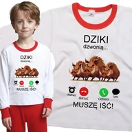 Piżamy dla dziewczynek - Piżama dziecięca Muszę Iść Dziki Dzwonią Stado Dzików 86/92 - VoloDonum - miniaturka - grafika 1