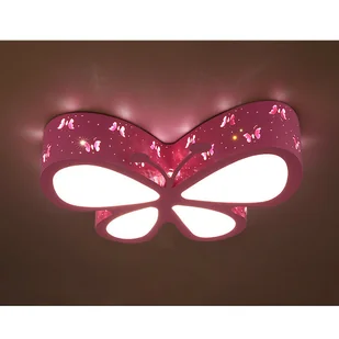 Lampa sufitowa LED w kształcie motyla Pusty rzeźbiony żyrandol do pokoju dziecięcego Różowy - Lampy sufitowe - miniaturka - grafika 1