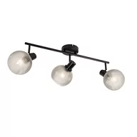 Lampy sufitowe - QAZQA Designerski spot czarny z 3-punktowym dymionym szkłem - Chico - miniaturka - grafika 1