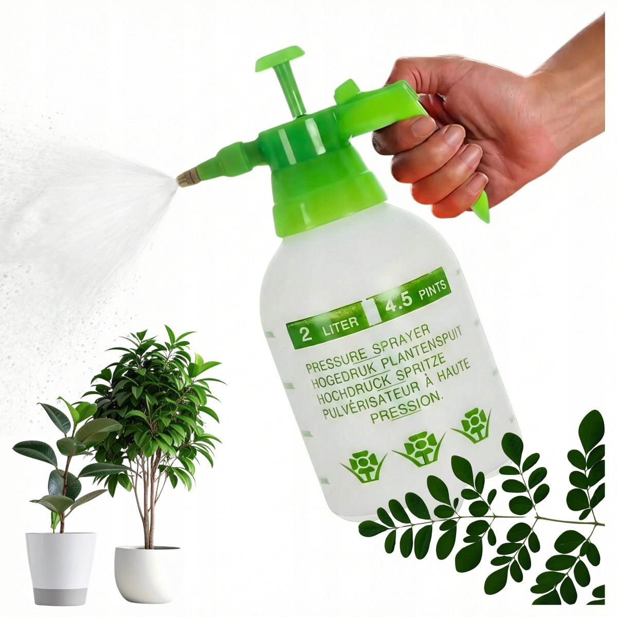 Opryskiwacz Ogrodowy Ręczny Spryskiwacz Ciśnieniowy Do Kwiatów 2L Zielony