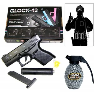 GLOCK Pistolet na kulki GUN Pistolety + TARCZA I KULKI - Zabawki militarne - miniaturka - grafika 1
