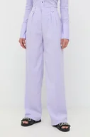 Spodnie damskie - Patrizia Pepe spodnie damskie kolor fioletowy proste high waist - miniaturka - grafika 1