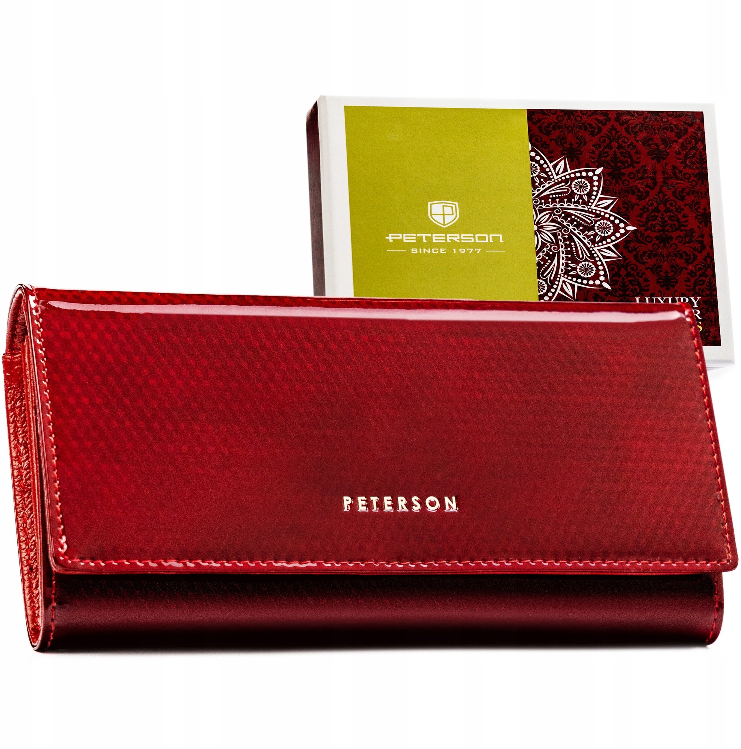 Peterson PETERSON 72401-SBR skórzany portel damski czerwony RFID 72401-SBR