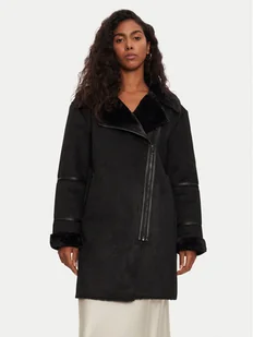 Morgan Kożuch 242-GLANA Czarny Regular Fit - Płaszcze damskie - miniaturka - grafika 1