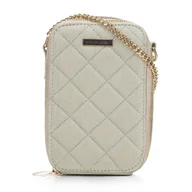 Torebki damskie - Damska minitorebka z pikowanego dżinsu na łańcuszku beżowa - miniaturka - grafika 1