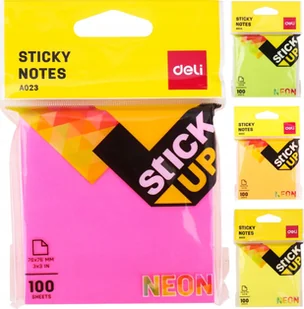 Neonowy notes samoprzylepny notatnik organizer DELI 76x76MM 100 kartek - Gadżety  do biura - miniaturka - grafika 1