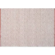 Dywany - Beżowy bawełniany dywan z frędzlami, wzór w różowe i turkusowe romby, 120x170 cm - miniaturka - grafika 1