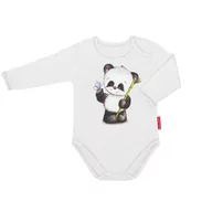 Body dla niemowląt - Białe body dziecięce unisex dla chłopca i dziewczynki długi rekaw bawełniane panda  104 - miniaturka - grafika 1