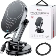 Uchwyty samochodowe do telefonów - Yesido Uchwyt samochodowy magnetyczny z ładowarka indukcyjna Qi 15W Yesido C313 na kokpit samochodu auta do telefonu Czarny - miniaturka - grafika 1