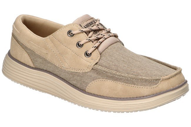 AMERICAN CLUB LE02 ORYGINALNE LEKKIE STYLOWE PÓŁBUTY PRZEWIEWNE BUTY MĘSKIE BEIGE 46