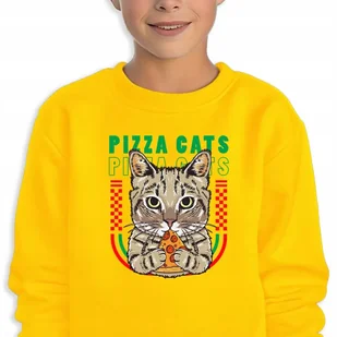 Bluza Dziecięca Żółta Pizza Cats Wysoka Jakość Mix Wzorów -164 Cm (14-15) - Bluzy dla dziewczynek - miniaturka - grafika 1