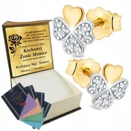 Biżuteria dla dzieci - ﻿Złote Kolczyki Dziecięce Koniczynki Złoto 585 Grawer PREZENT GRATIS - miniaturka - grafika 1