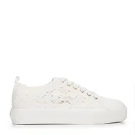 Półbuty męskie - Damskie sneakersy ażurowe białe - miniaturka - grafika 1