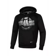Bluzy sportowe męskie - Pit Bull Bluza Z Kapturem Męska Steel Logo Czarna - miniaturka - grafika 1