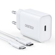 Ładowarki do telefonów - Choetech Choetech ładowarka sieciowa USB Typ C 20W Power Delivery 3A + kabel USB Typ C - Lightning 1,2m biały (Q5004-V2-EU-CLWH) Q5004-V2-EU-CLWH - miniaturka - grafika 1