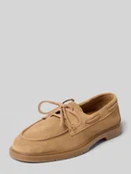 Półbuty damskie - Buty żeglarskie z naturalnej skóry welurowej - miniaturka - grafika 1