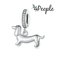 Wisiorki - Charms zawieszka srebrna 925 jamnik piesek york - miniaturka - grafika 1