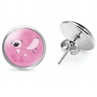 Biżuteria dla dzieci - Kolczyki wkrętki różowy stworek z uszkami urocza biżuteria na prezent - miniaturka - grafika 1