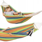 Hamaki - Hamak jednoosobowy 280x100cm bujak ogrodowy 1500kg kolorowe pasy HM053 - miniaturka - grafika 1