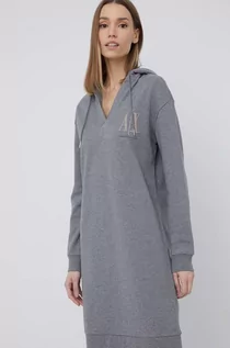 Sukienki - Emporio Armani sukienka bawełniana kolor szary mini oversize - grafika 1