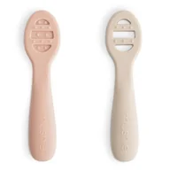 Sztućce dla dzieci - Pierwsze łyżeczki dla niemowląt 2-pack Blush & Shifting Sand, Mushie - miniaturka - grafika 1