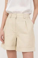 Spodenki damskie - Notes du Nord szorty skórzane damskie kolor beżowy gładkie high waist - miniaturka - grafika 1