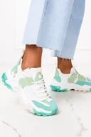Sneakersy damskie - Zielone sneakersy na platformie buty sportowe sznurowane Casu 8260-5 - miniaturka - grafika 1