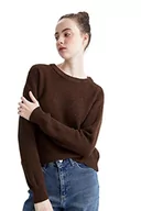 Swetry damskie - DeFacto Damski sweter z dzianiny z normalnym dekoltem i okrągłym dekoltem sweter z długim rękawem miękki, brązowy, L - miniaturka - grafika 1