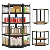 Szafy i regały magazynowe - Regał magazynowy narożny metalowy czarny 2w1 5 półek 180x90x90x40 cm - miniaturka - grafika 1