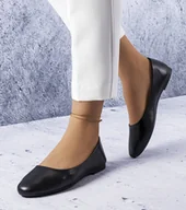 Mokasyny damskie - Czarne balerinki ze skórzana wkładką Truchon-36 - miniaturka - grafika 1