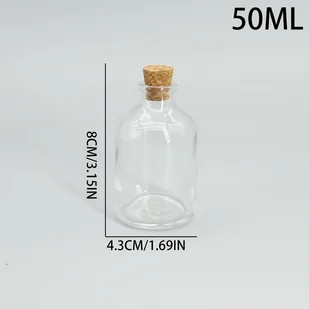 TEMU 1 Szt./2 Szt. 30 Ml/50 Ml/100 Ml Pusty Przezroczysty Szkło korkowe Aromat Relaksowy Płynny Pręt Szkło Butelka Życzenia Butelka Driftera - Pozostałe akcesoria kosmetyczne - miniaturka - grafika 1