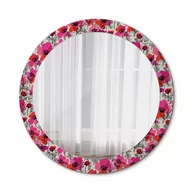 Lustra - Okrągłe Lustro do Salonu Ścienne Różowe maki 80cm - miniaturka - grafika 1