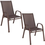 Fotele i krzesła ogrodowe - Krzesła ogrodowe, metalowe na balkon, zestaw 2 krzeseł na taras brązowe UNIWERSALNY - miniaturka - grafika 1
