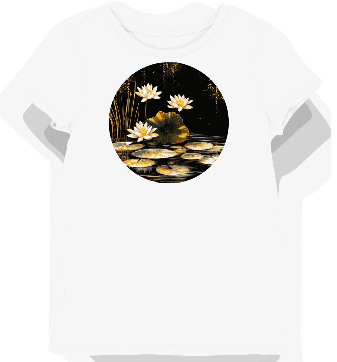 Koszulka damska biała z motywem egzotycznych kwiatów i lotosu L