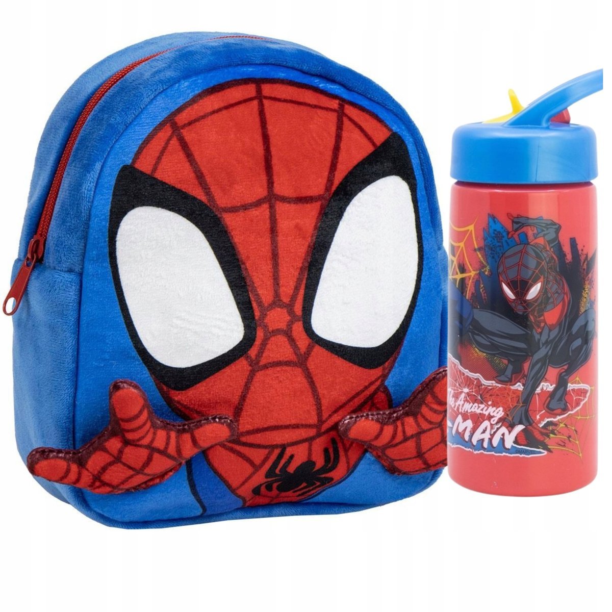 BIDON 410 + SPIDERMAN MAŁY PLUSZOWY PLECAK do przedszkola MASKOTKA 22cm