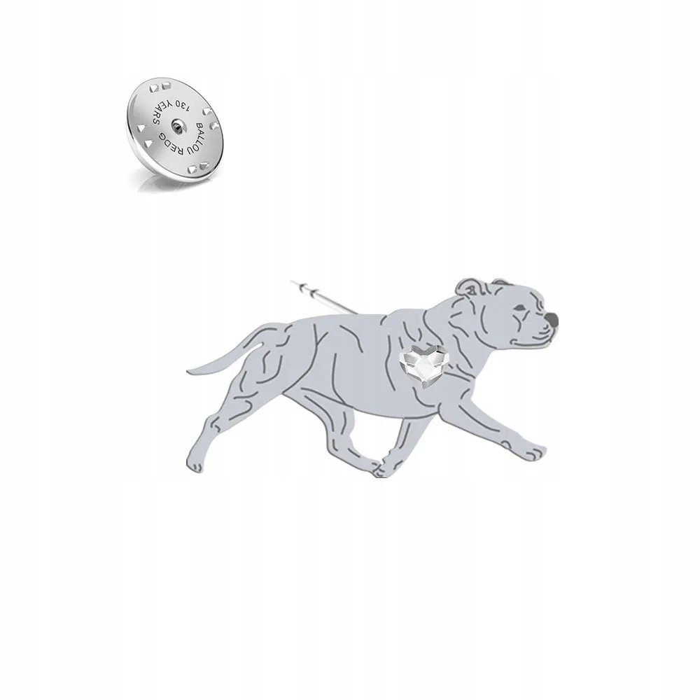 Wpinka Srebrna z psem Staffordshire Bull Terrier 925 Biżuteria DEDYKACJA