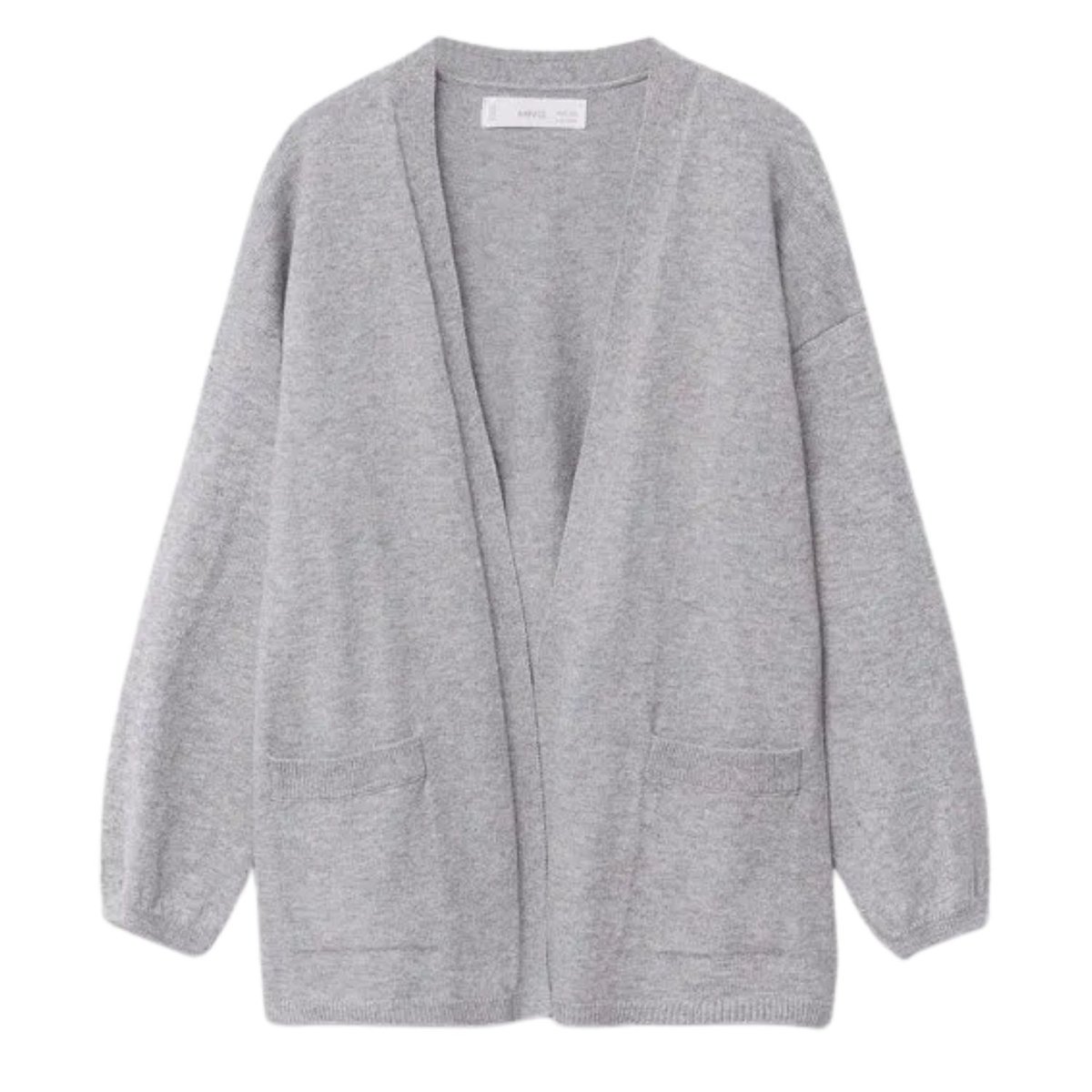 Sweter dziecięcy Mango kardigan szary bawełniany kaszmir-116