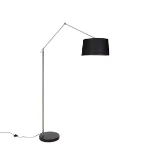 QAZQA Nowoczesna lampa podłogowa stalowy lniany abażur czarny 45 cm - Editor - Lampy stojące - miniaturka - grafika 1