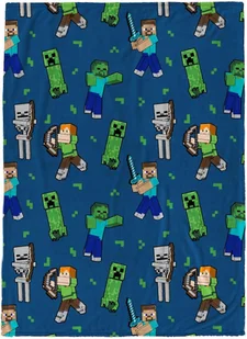 Pluszowy koc do rzucania Minecraft - dziecięca super miękka pościel bojowa z polaru Creeper 50x40in 125x100cm - Pościel dla dzieci - miniaturka - grafika 1