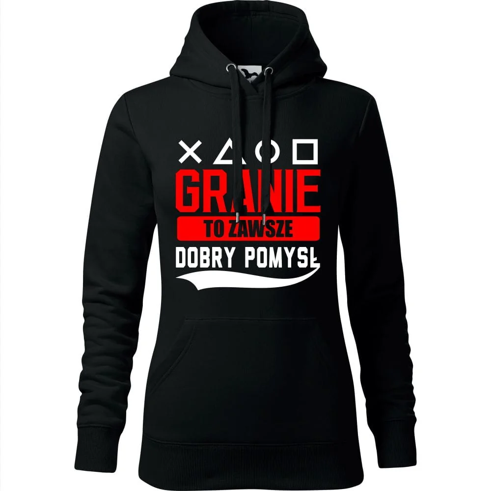 Damska Bluza Z Kapturem - Granie To Zawsze Dobry Pomysł Czarny Xs