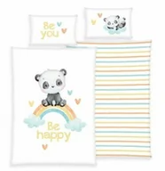 Pościel dla dzieci - Herding Pościel bawełniana 100x135 Tęczowa panda biała kolorowa dziecięca do łóżeczka H23 - miniaturka - grafika 1