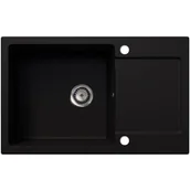 Zlewozmywaki - EOS Zlewozmywak granitowy LOJA czarny brokat srebrny z ociekaczem - miniaturka - grafika 1